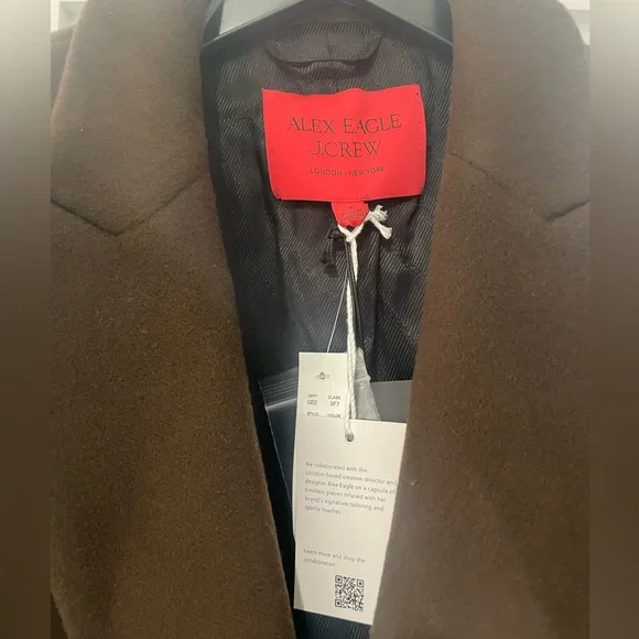 Alex Eagle X J. Crew Double-Breasted Overcoat Dark Brown Size 4 - Picture 7 of 13